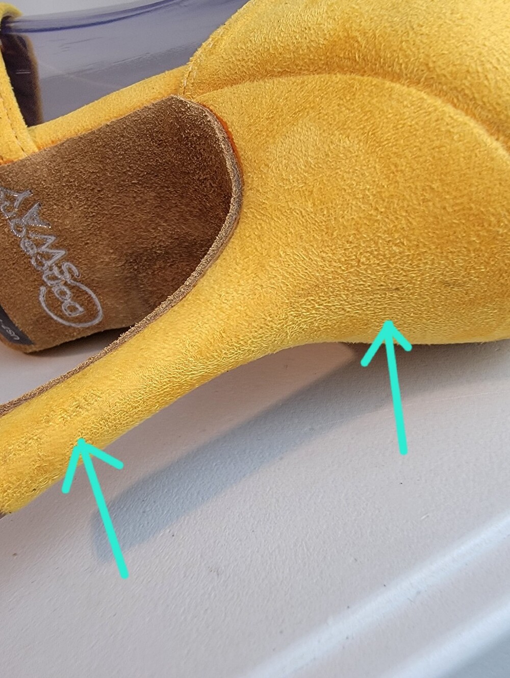 Suede Salsa Latin Dance Shoes Yellow, Strappy, 3.25" Heel, Dance and Sway 7-7.5 - Picture 10 of 12